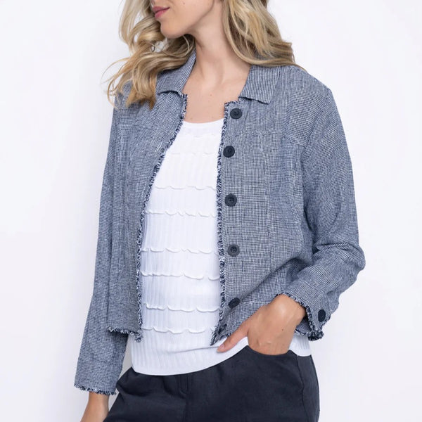 Fringed Edge Button-Front Jacket