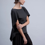Cape-Style Charcoal Sweater