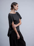 Cape-Style Charcoal Sweater