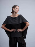 Cape-Style Charcoal Sweater