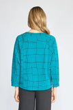 Border Stitch Print Pullover - Teal