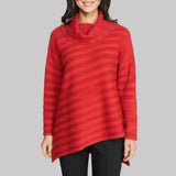 Ribbed Cotton Cowl Neck Tunic Sweater