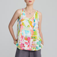 Vivid V-Neck Sleeveless Top