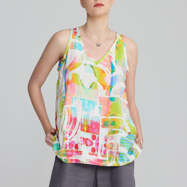 Vivid V-Neck Sleeveless Top
