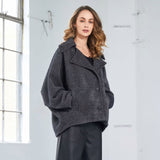 Wool Mix Batwing Sleeve Jacket with Large Collar
