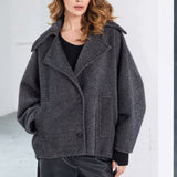 Wool Mix Batwing Sleeve Jacket with Large Collar
