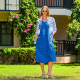 Blue Flowers Linen Shaped Shirt (Only XS, L + XL Left)