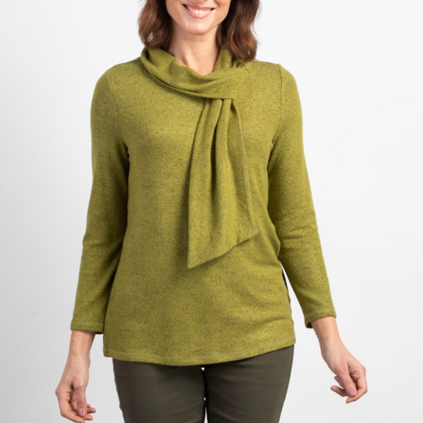 Super Soft Tie Neck Pullover - Peat Moss (Only XS Left)