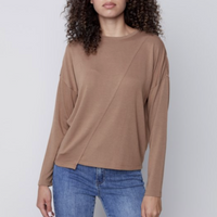 Soft Jersey Asymmetrical Top - Truffle (Only M + L Left)