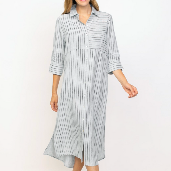 Easy Linen Shirt Dress - Bamboo Gull
