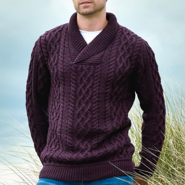 Bunratty Shawl Collar Sweater - Damson