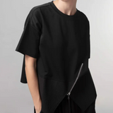 Zipper Detail Black Tee