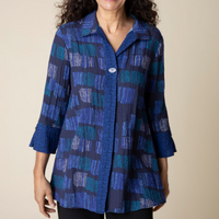 Hidden Placket Mixed Print Tunic Shirt - Travel Material