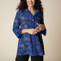 Hidden Placket Mixed Print Tunic Shirt - Travel Material