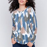 Moss Print Round Hem Sweater