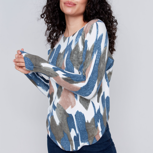 Moss Print Round Hem Sweater