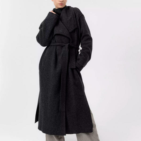 Anthracite Wool Wrap Coat