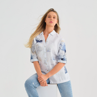 Indigo Melody Linen Shirt (Only XS, M + XXL Left)