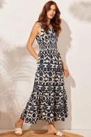 Geo Batik Sleeveless Cotton Maxi Dress