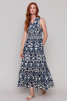 Geo Batik Sleeveless Cotton Maxi Dress