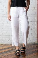 Straight Leg Linen Pant - White