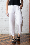 Straight Leg Linen Pant - White