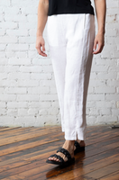 Straight Leg Linen Pant - White
