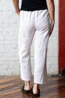 Straight Leg Linen Pant - White