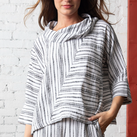 Retro Stripe Artist Tunic - White/Black (Only M, L + XL Left)