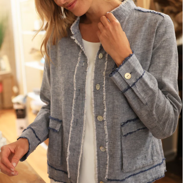 Summer Breeze Linen Jacket - Indigo