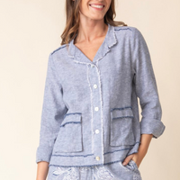 Summer Breeze Linen Jacket - Indigo