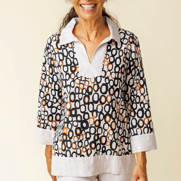 Inner Circle Collared Tunic - Black/Oatmeal Combo