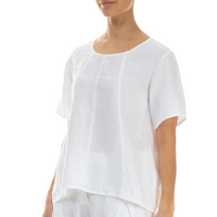 Short Sleeve Textured Linen Blouse - White (Only XS, M + XL Left)