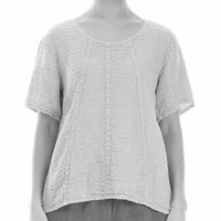 Short Sleeve Textured Linen Blouse - White (Only XS, M + XL Left)