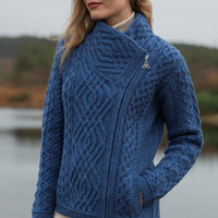 Cable Knit Side Zip Merino Wool Jacket