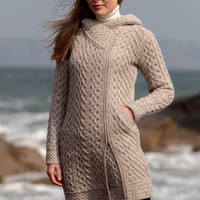 Heart Designed Hooded Merino Wool Coat