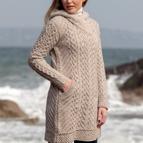 Heart Designed Hooded Merino Wool Coat