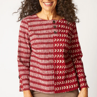 Mixed Batik Print Button Front Pullover