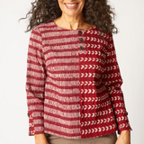 Mixed Batik Print Button Front Pullover