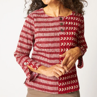 Mixed Batik Print Button Front Pullover