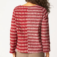 Mixed Batik Print Button Front Pullover