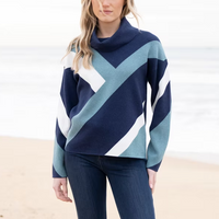 Jacquard Cotton Knit Sweater - Seafoam Combo