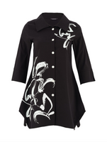 Abstract Print Black Tunic Shirt