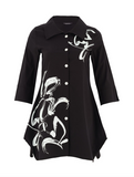 Abstract Print Black Tunic Shirt