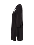 Abstract Print Black Tunic Shirt