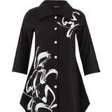 Abstract Print Black Tunic Shirt