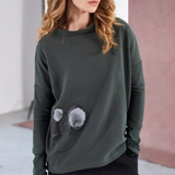 Boat Neck Printed Fleece Top