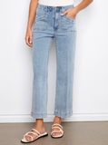 Cropped Patch Pocket Jeans - Light Blue