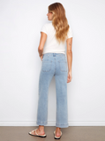 Cropped Patch Pocket Jeans - Light Blue
