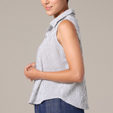 Sleeveless Crinkle Stripe Shirt